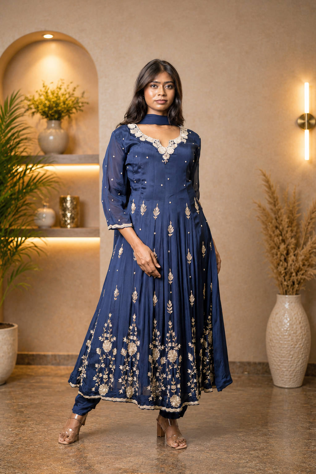 Pure Chinon Anarkali kurti set
