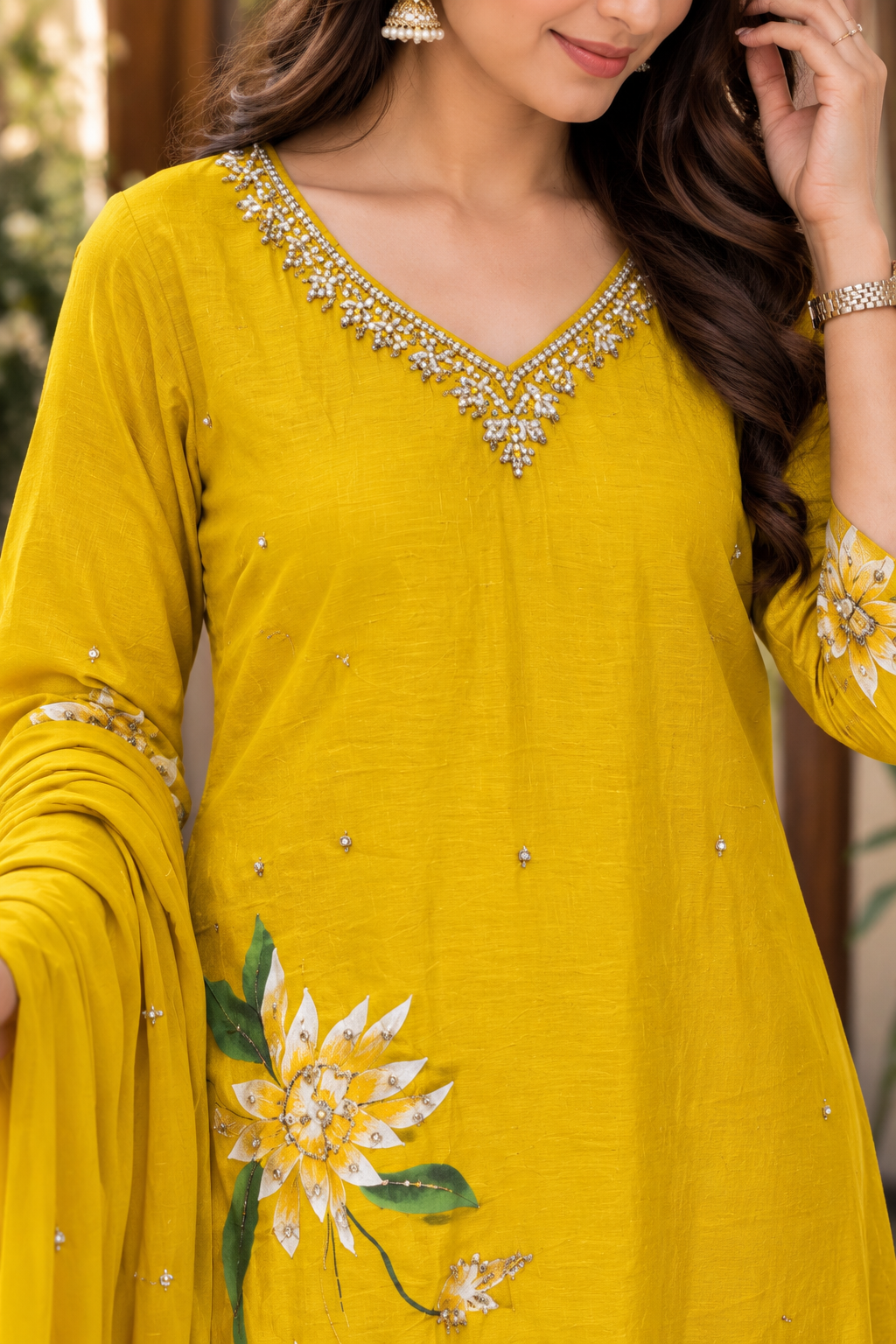 Hand painted designer Kurti set