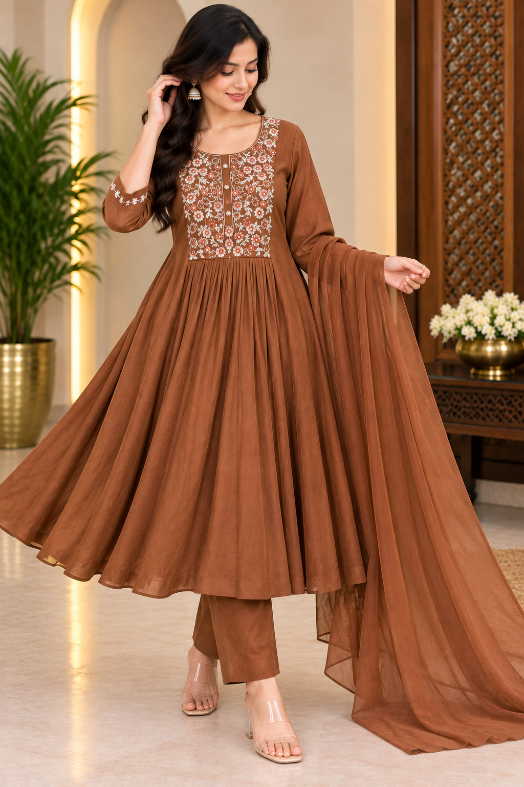 Pure Mul chanderi designer kurti set