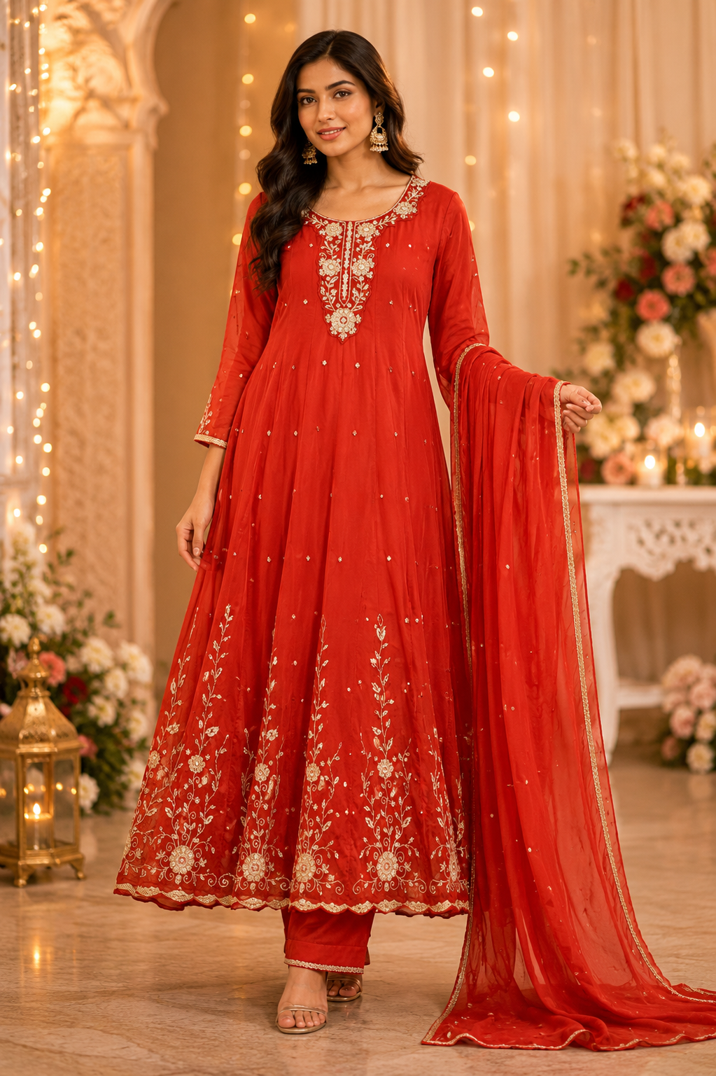 Premium chinon Anarkali set