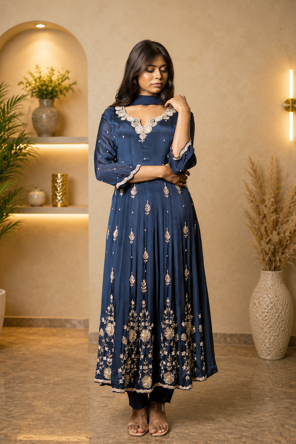 Pure Chinon Anarkali kurti set