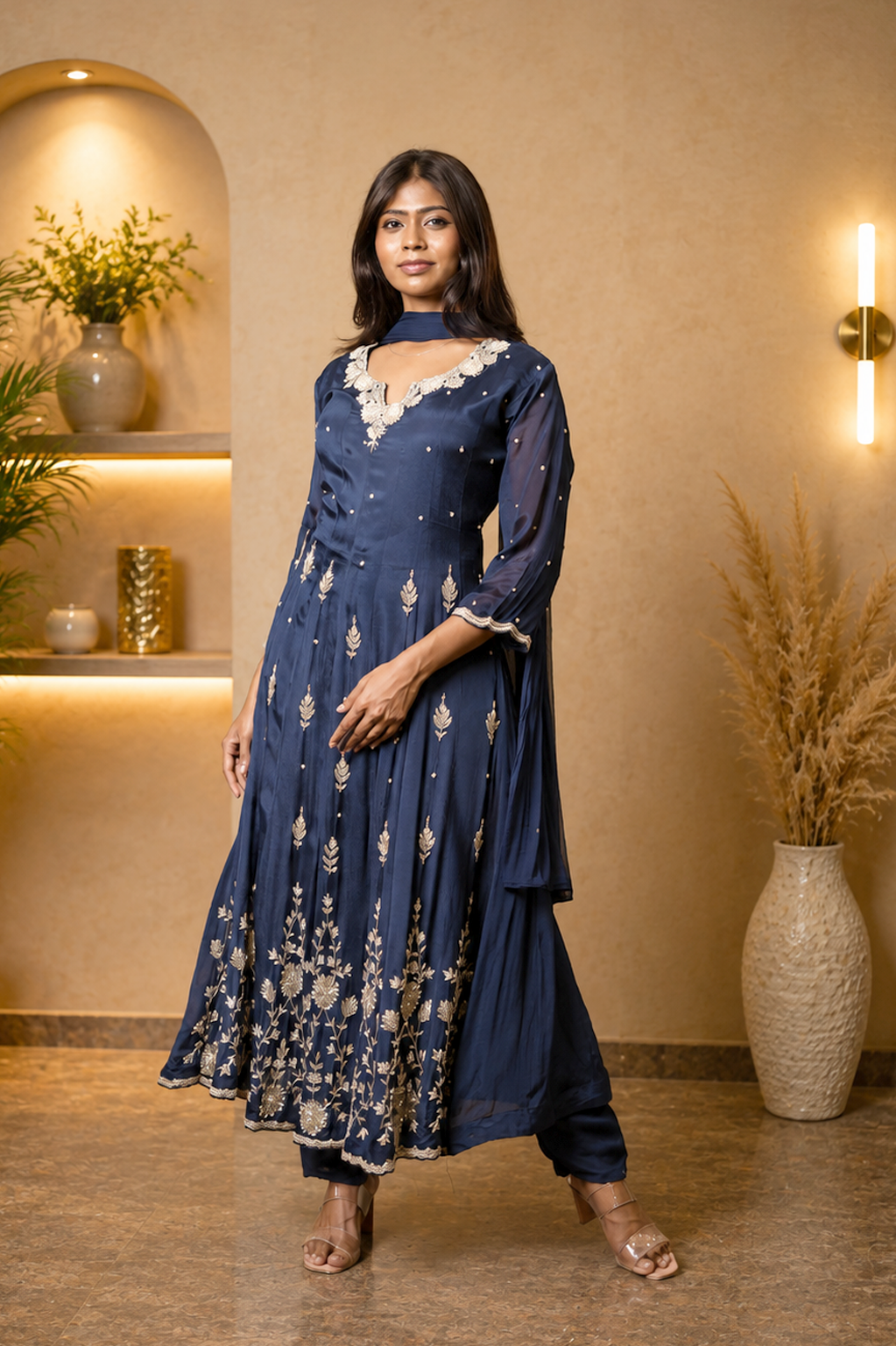 Pure Chinon Anarkali kurti set