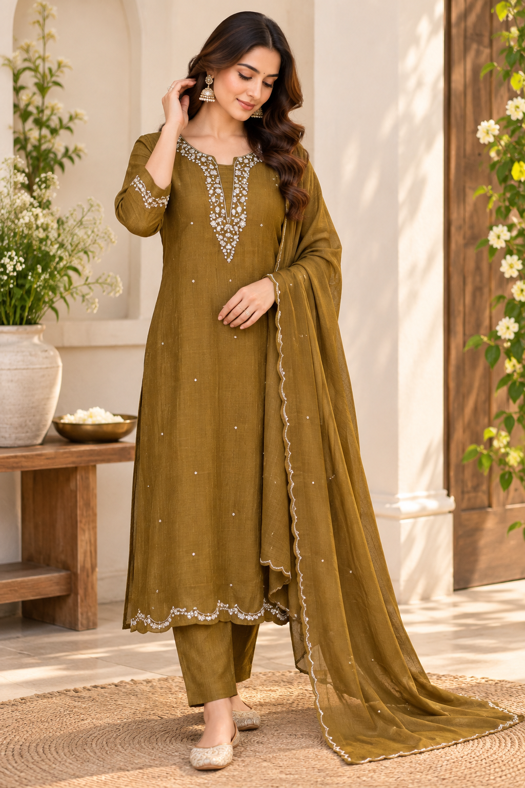 Pure Mul Shiffon designer Kurti set 088