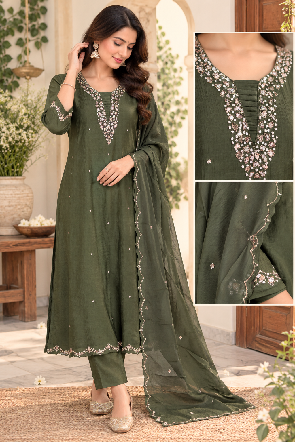 Pure Mul Shiffon designer Kurti set 088