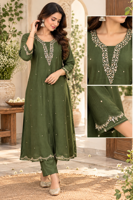 Pure Mul Shiffon designer Kurti set 088