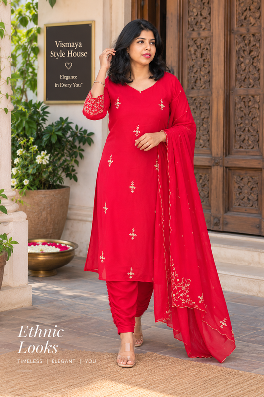 Pure chinon designer Kurti set 066