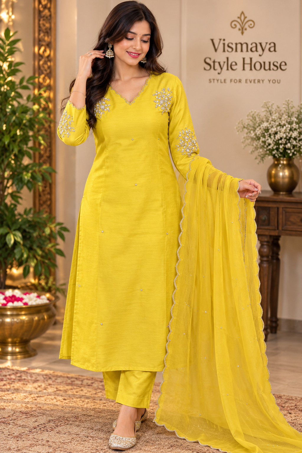 Pure Dola silk designer Kurti set 079
