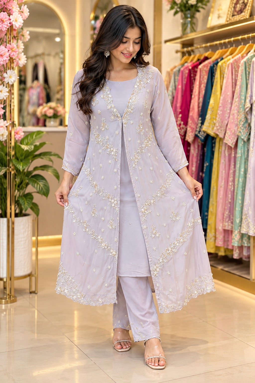 Lavender designer Kurti set 094