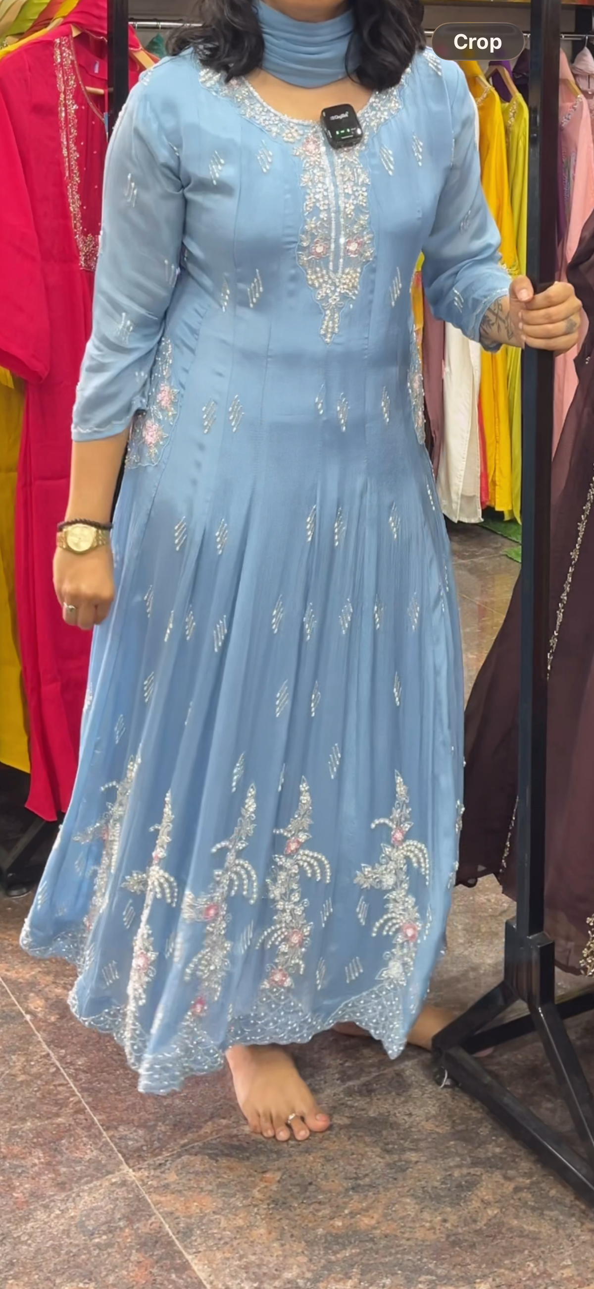 Pure chinon Anarkali designer kurti set 002