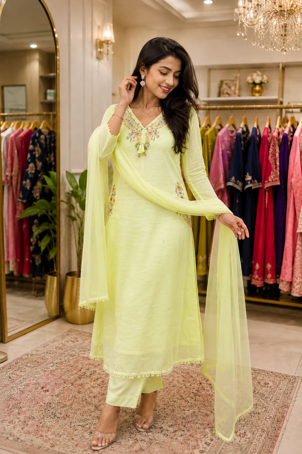 Pure Mul Cotton Embroidered Kurta Set 027