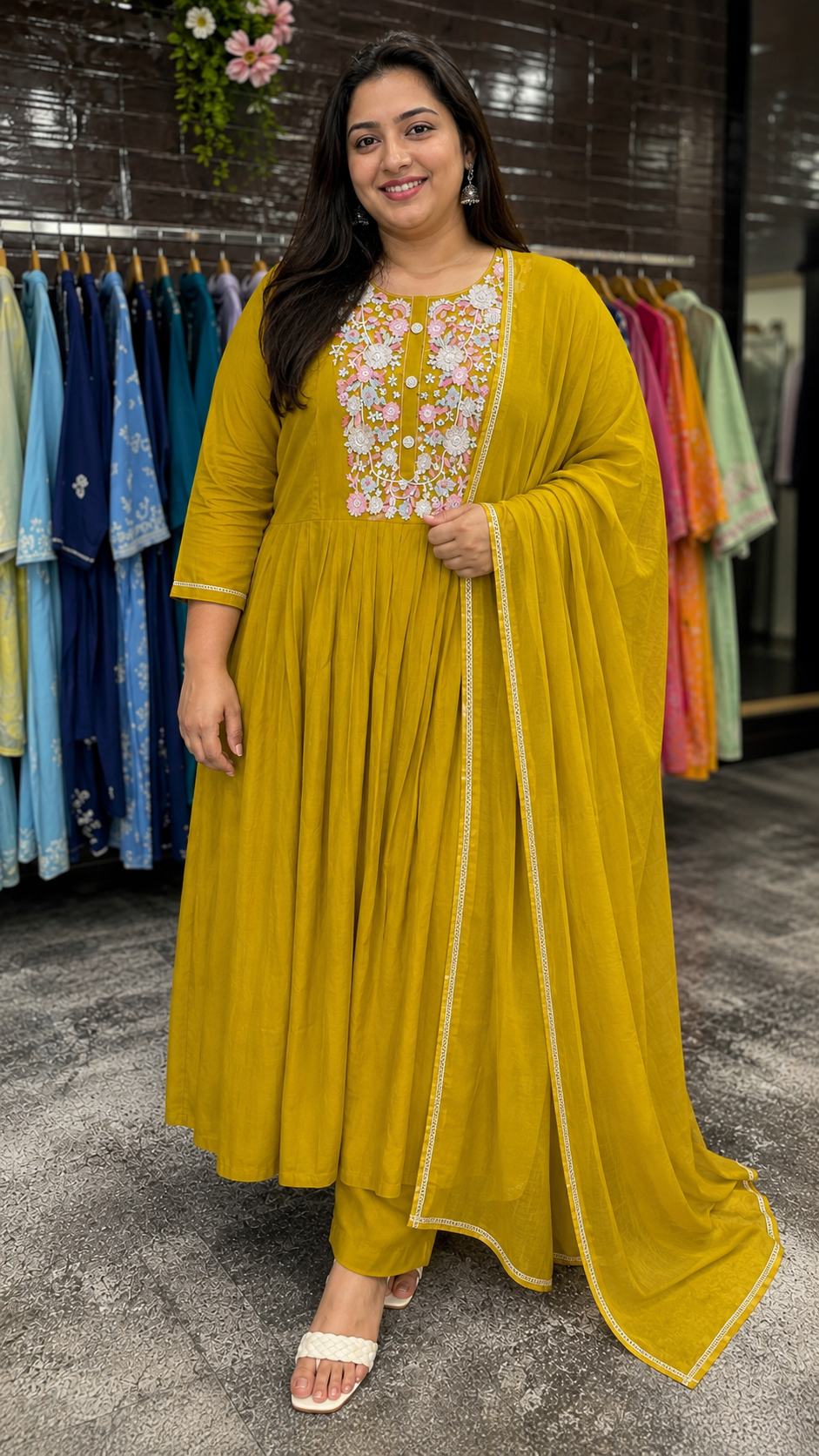 Pure Mul chanderi kurti set