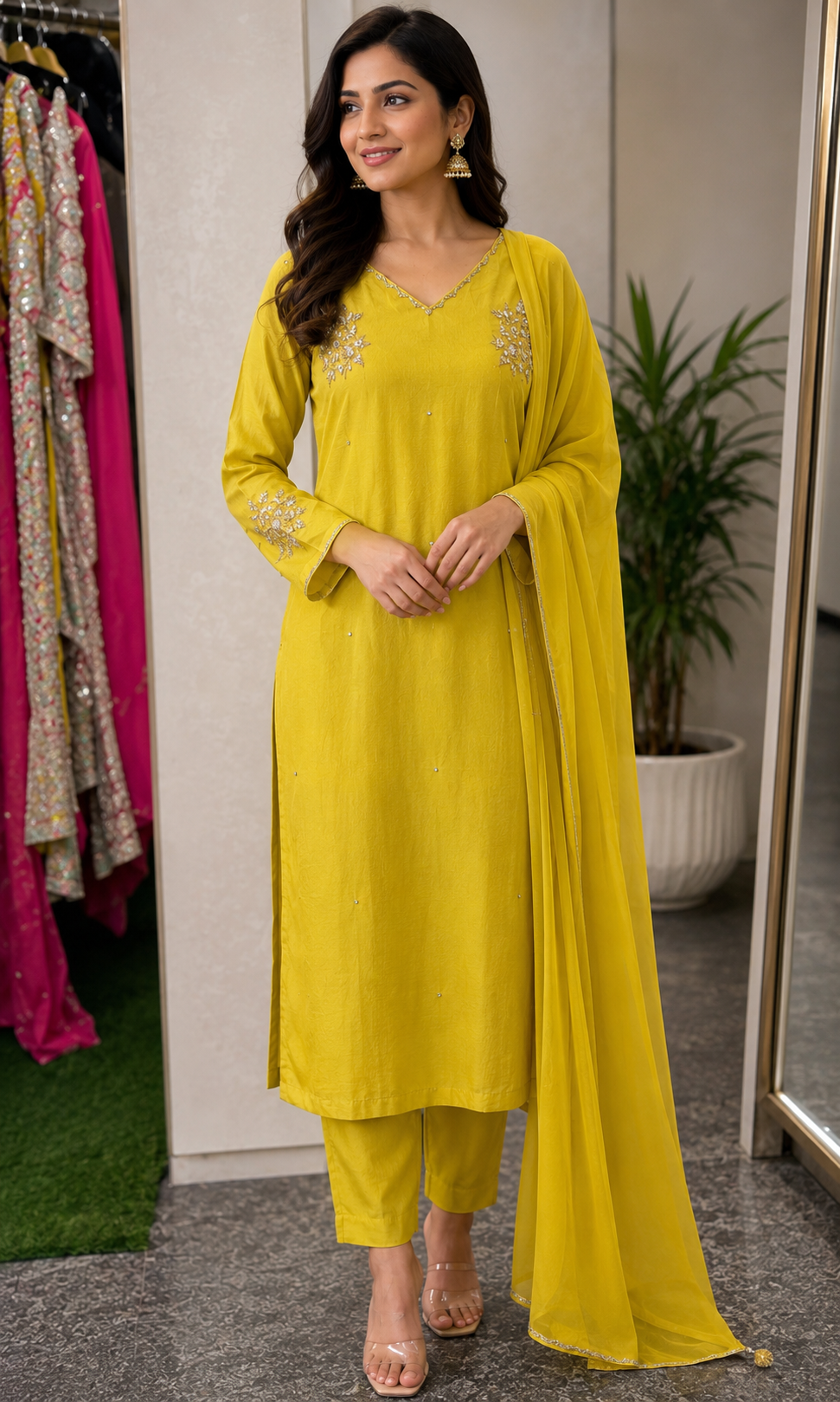 Premium Pure Dola Silk Designer Kurta Set