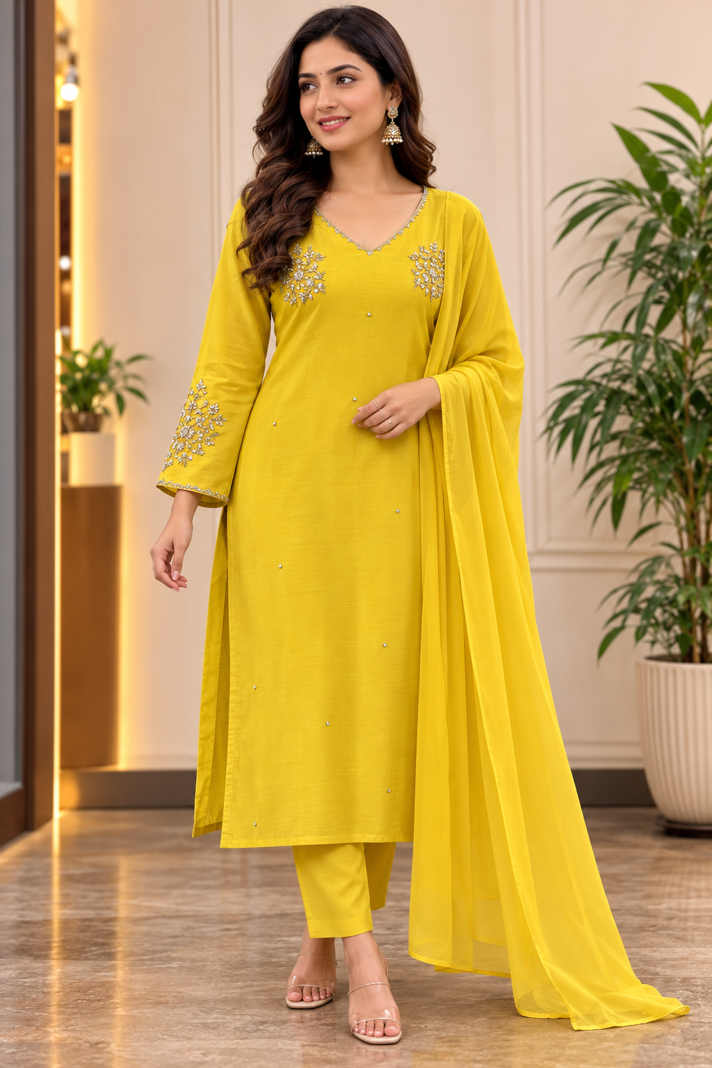 Premium Pure Dola Silk Designer Kurta Set