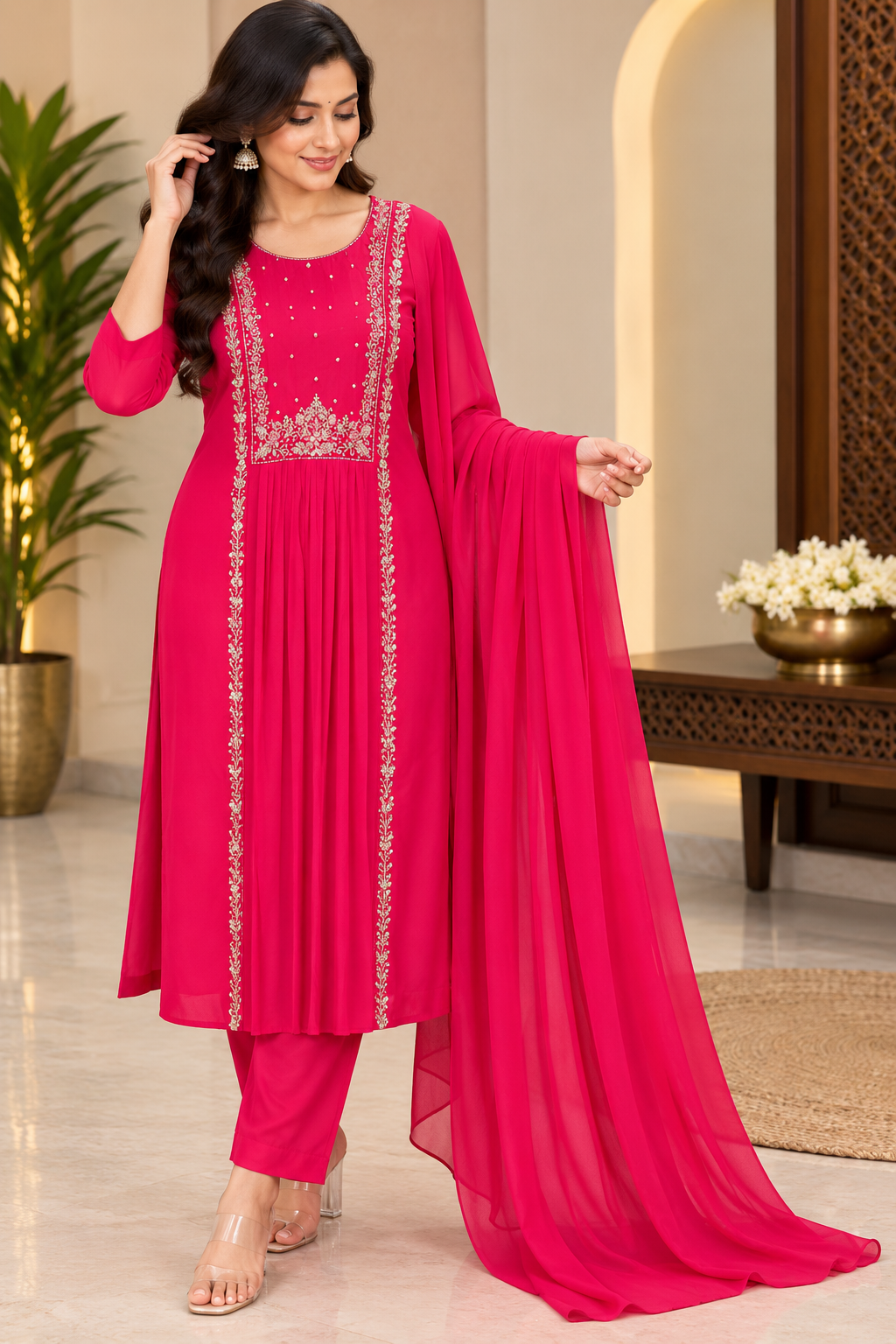 Pure Mul chanderi designer kurti set