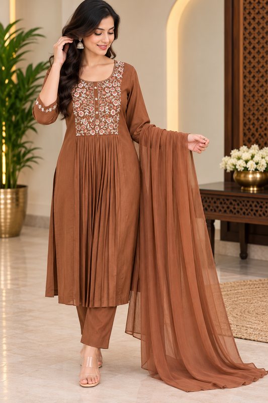 Pure Mul chanderi designer kurti set