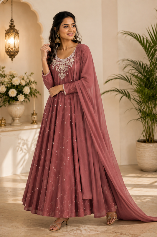 ✨ Designer Mauve Handwork Kurta Set